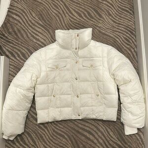 J.Crew cropped cream signature puffer winter coat